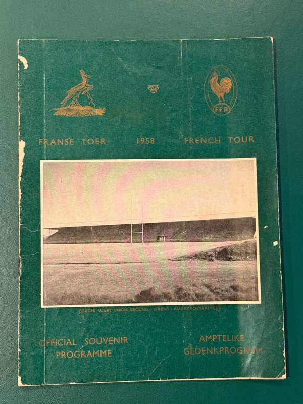 Rugby Programme - *TOUR* Combined Border/Eastern-Provinve/NED vs France 6/08/1958