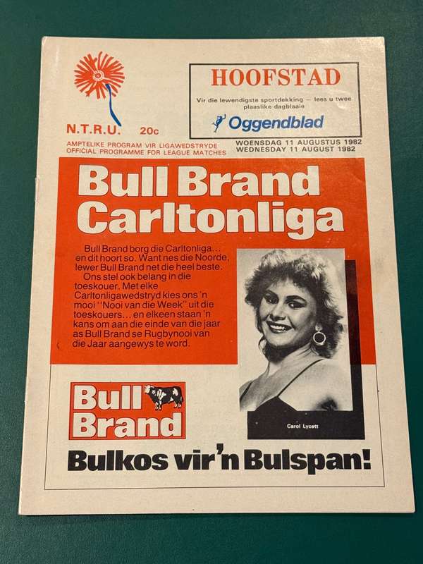 Rugby Programme - Northern-Transvaal XV vs Tokkies Dragons 11/08/1982