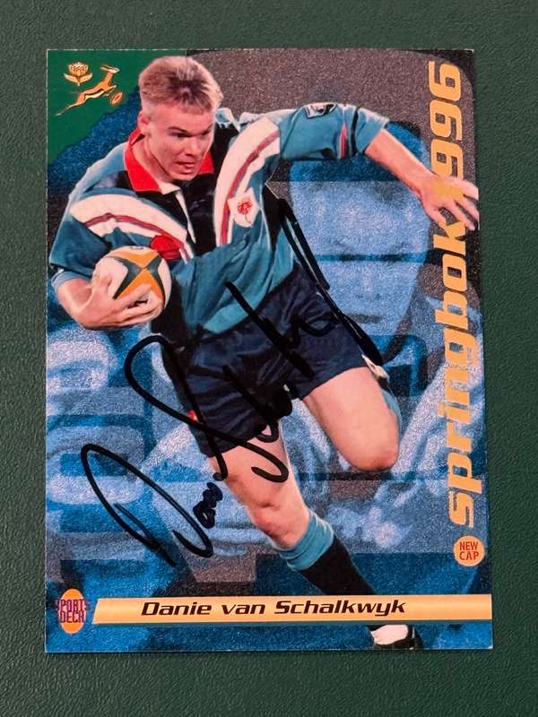 Rugby Card  *SIGNED* Danie van Schalkwyk 1996 Sports Deck Rugby Card