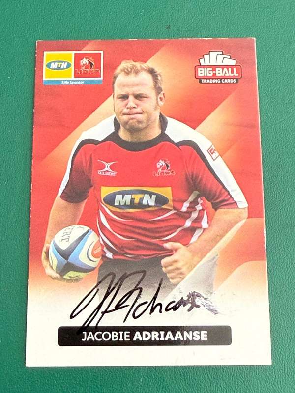 Rugby Card  *SIGNED* Jacobie Adriaanse 2012 Big Ball Rugby Card