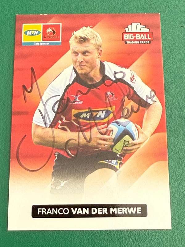 Rugby Card  *SIGNED* Franco van der Merwe 2012 Big Ball Rugby Card