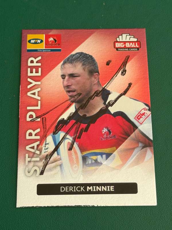 Rugby Card  *SIGNED* Derick Minnie 2012 Big Ball Rugby Card
