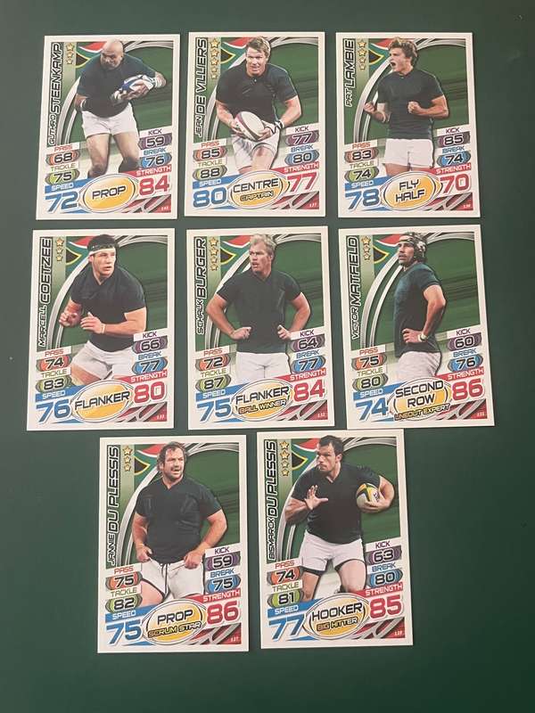 Rugby Cards - 2015 Topps Rugby World Cup Springbok Rugby Cards (8 Cards)