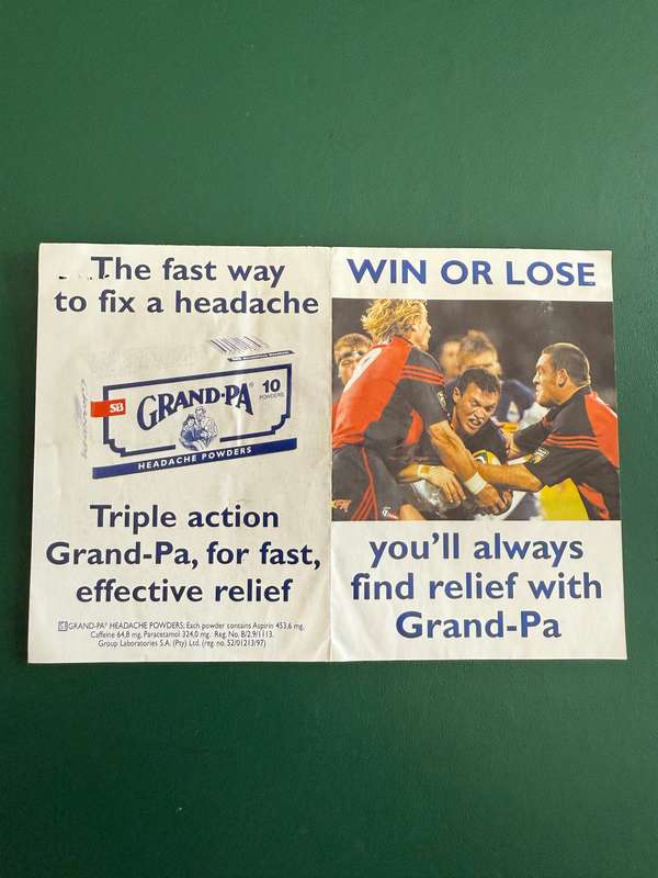 Rugby Itinerary - 2003 Super Rugby issued by Grand-Pa