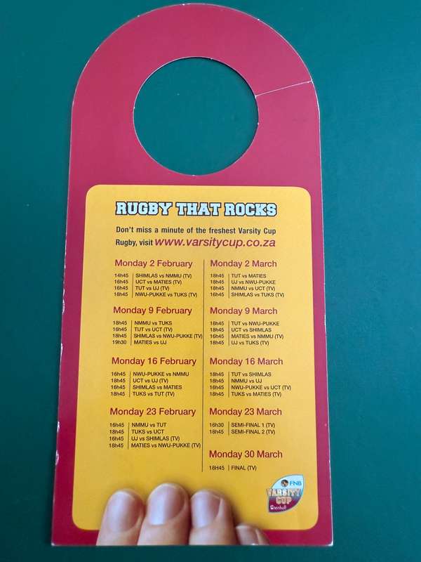 Rugby Itinerary - Varsity Cup