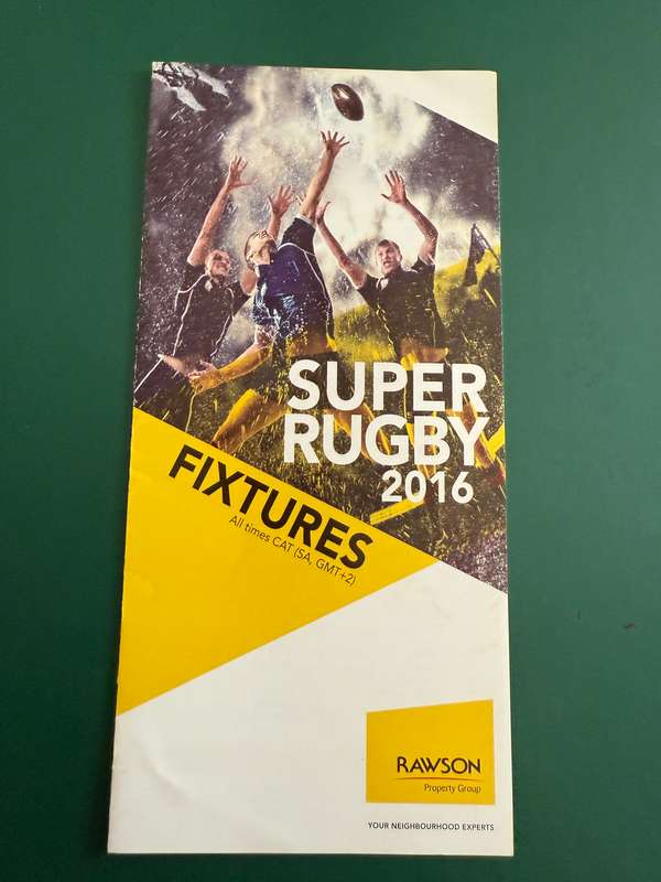 Rugby Itinerary - 2016 Super Rugby issued by Rawson
