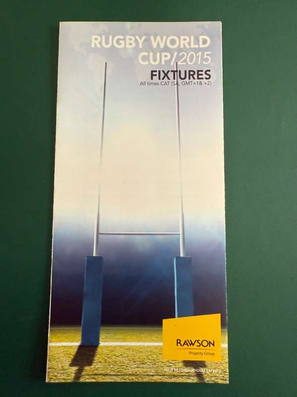 Rugby Itinerary - 2015 Rugby World Cup issued by Rawson