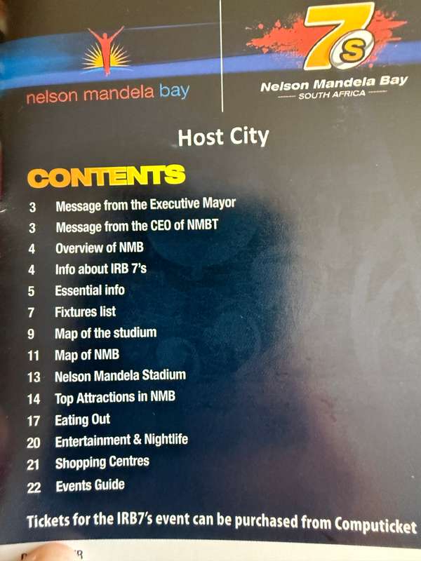 Rugby Itinerary - 2011 Nelson Mandela Bay 7s