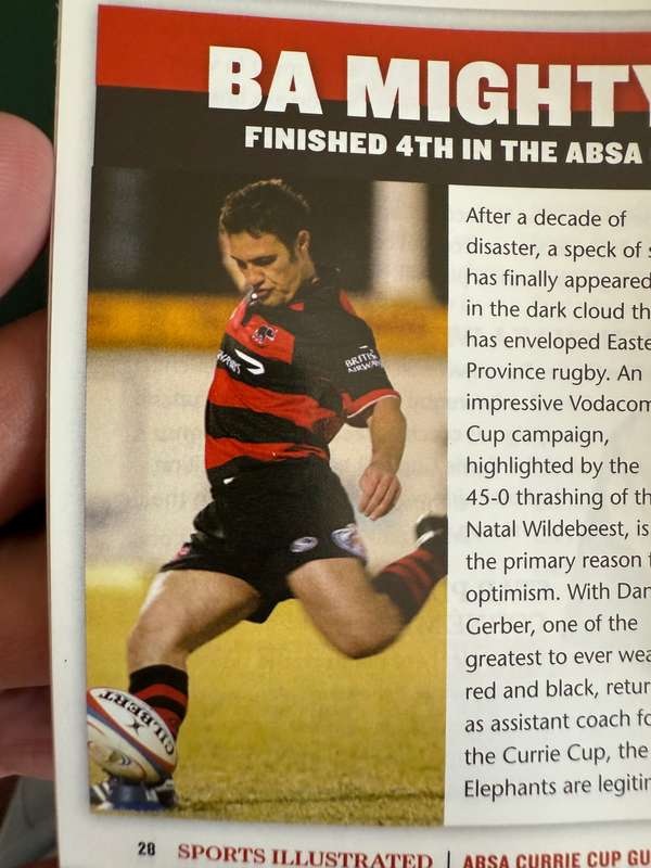 Rugby Itinerary - 2007 Absa Currie Cup issued by Absa