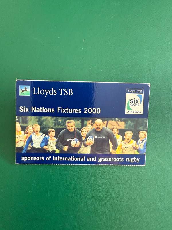 Rugby Itinerary - Six Nations 2000 issued by Lloyds TSB
