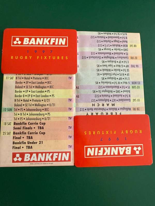 Rugby Itinerary - 1997 Rugby issued by Bankfin
