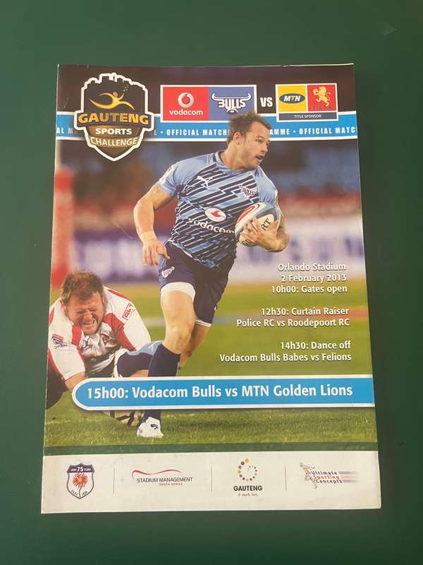 Rugby Programme - Bulls vs Lions 02/02/2013 (Orlando Stadium)