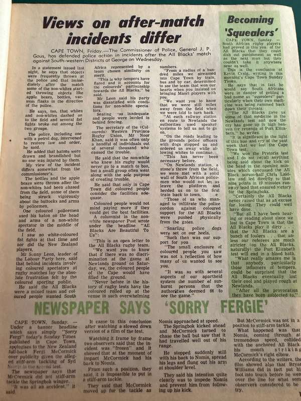 Rugby Supplement - 1970 All Blacks in South-Africa Vol II