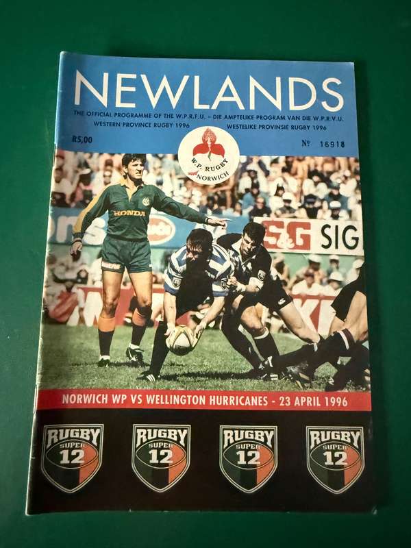 Rugby Programme - Western-Province vs Wellington Hurricanes 23/04/1996