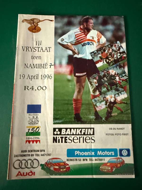 Rugby Programme - Free State vs Namibia 19/04/1996