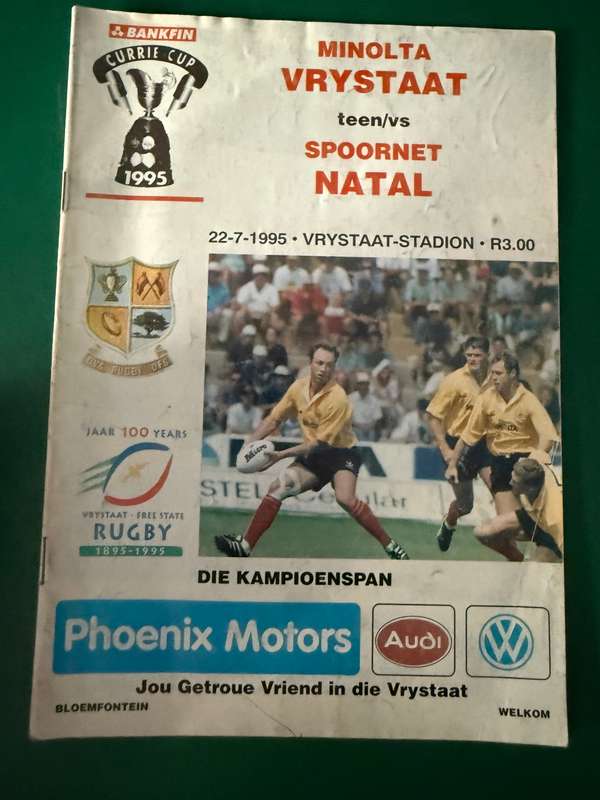 Rugby Programme - Free State vs Natal 22/07/1995