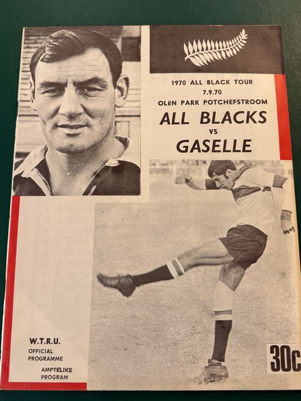 Rugby Programme - *TOUR* Gaselle vs All Blacks 07/09/1970 (Potchefstroom)