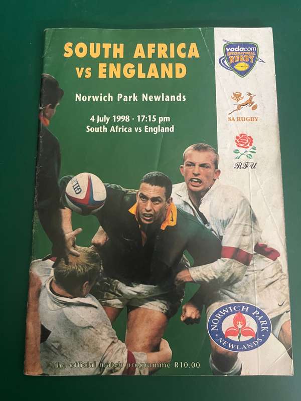 Rugby Programme - South-Africa vs England 04/07/1998 (Newlands)
