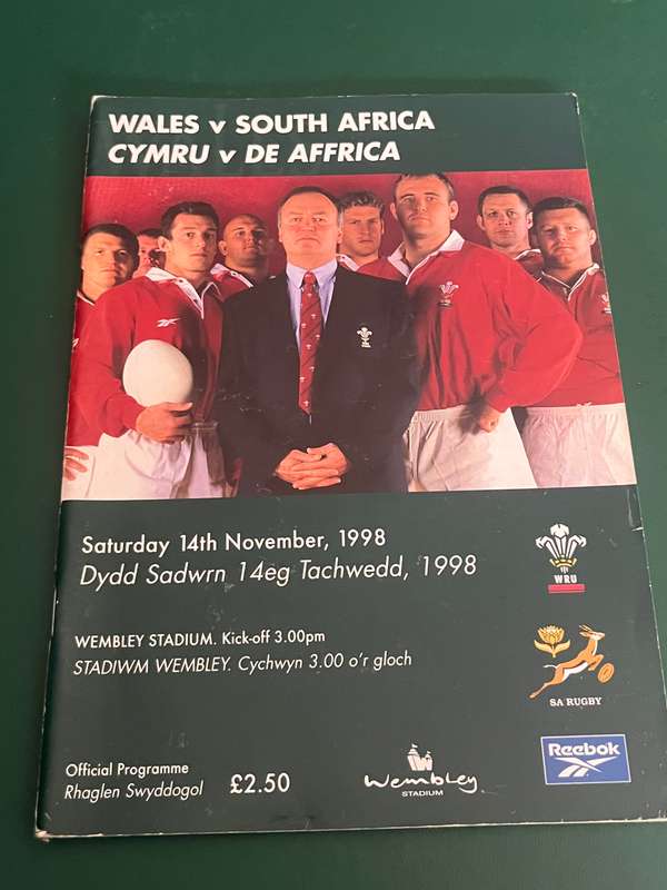 Rugby Programme - Wales vs South-Africa 14/11/1998