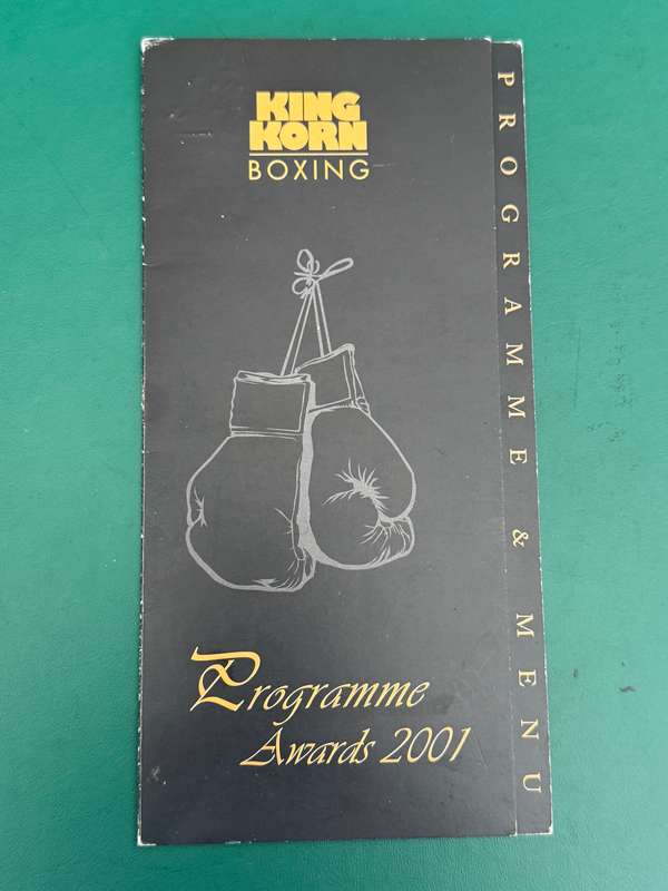Boxing Menu - 2001 King Korn Boxing Awards