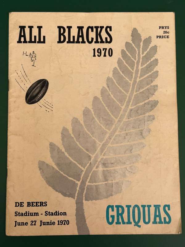 Rugby Programme - *TOUR* Griquas vs All Blacks 27/06/1970