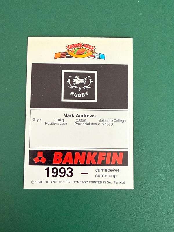 Rugby Card - Mark Andrews 1993 Sports Deck Rugby Card