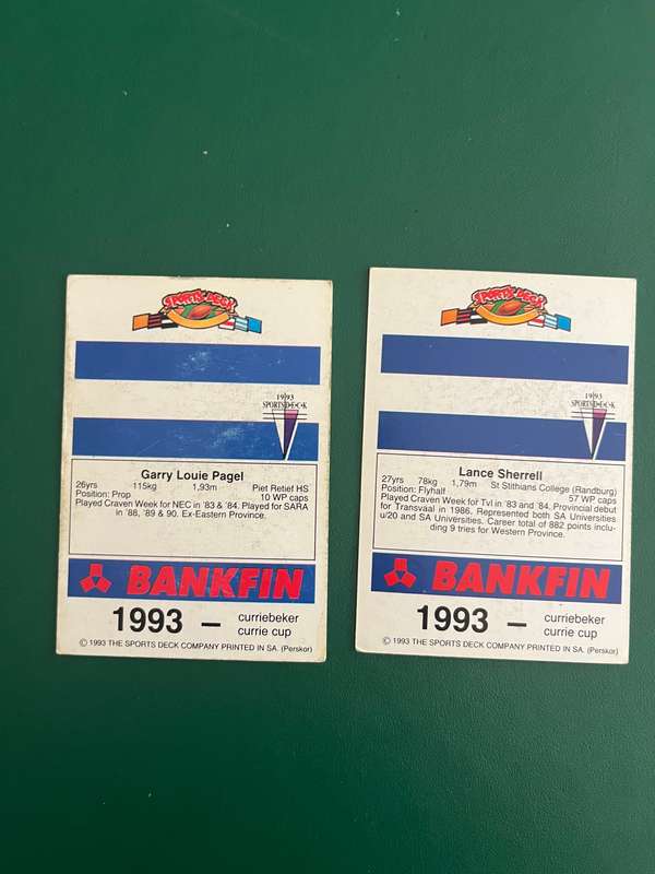Rugby Cards - 2 * 1993 Sports Deck Rugby Cards (Nr64 and Nr87)