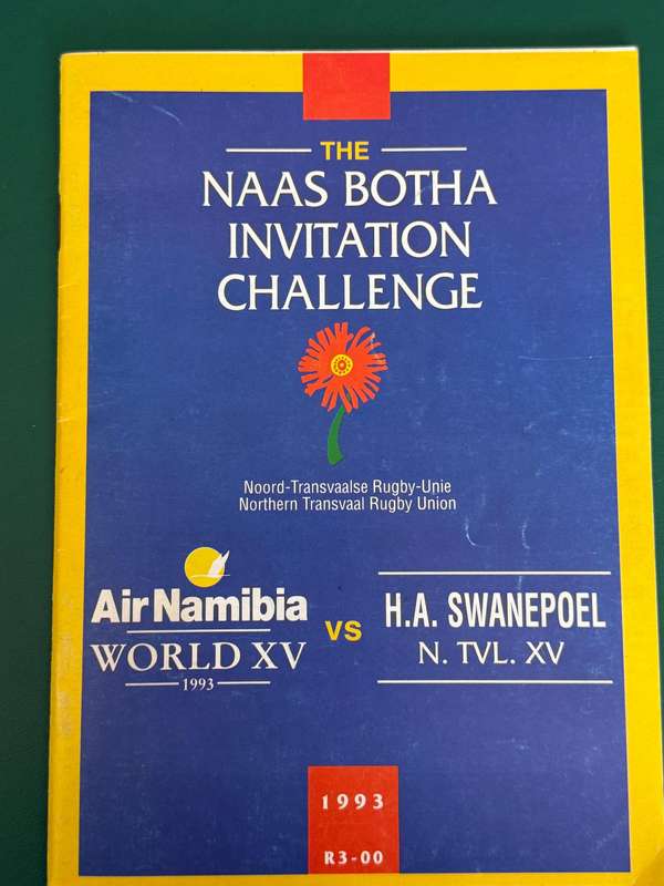 Rugby Programme - World XV vs HA Swanepoel N-Tvl XV (Naas Botha Challenge) 1993