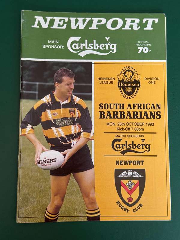 Rugby Programme - Newport vs South-African Barbarians 25/10/1993