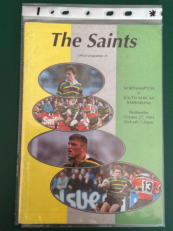 Rugby Programme - Northampton Saints vs South-African Barbarians 27/10/1993