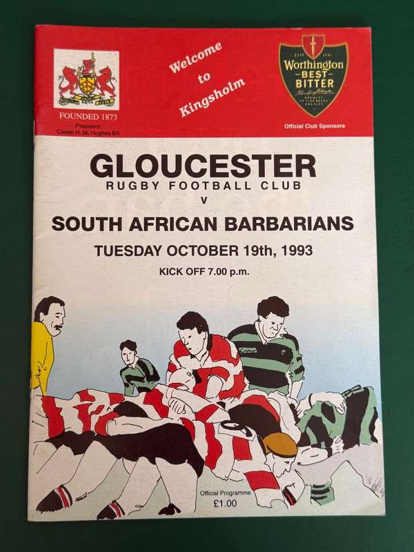 Rugby Programme - Gloucester vs South-African Barbarians 19/10/1993