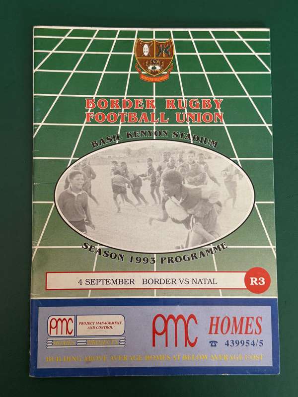 Rugby Programme - Border vs Natal 04/09/1993