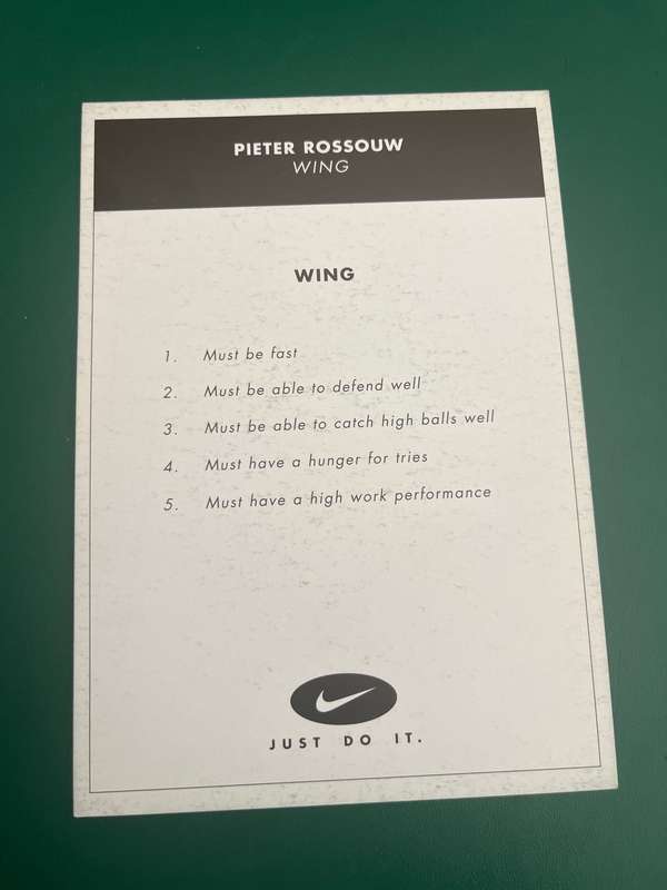Rugby Card - Pieter Rossouw 2000 Nike Rugby Card