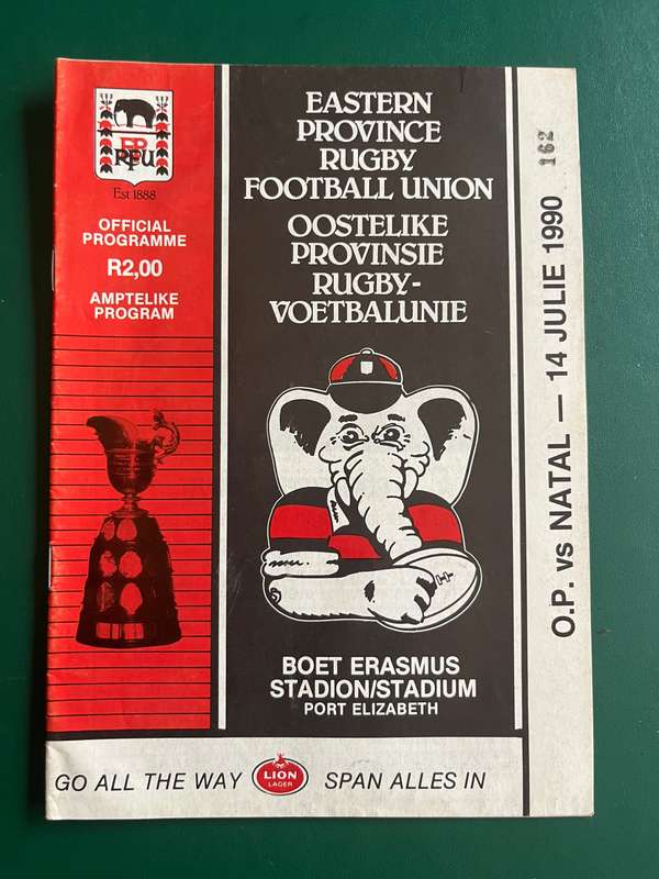 Rugby Programme - Eastern-Province vs Natal 14/07/1990