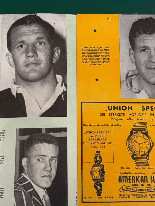 Rugby Programme - Springbok Trials for tour to Australia and New Zealand 1956 (7-14 April 1956)