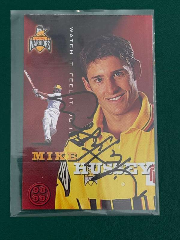 Cricket Card - *SIGNED* Mike Hussey 1998 Western Warriors Cricket Card