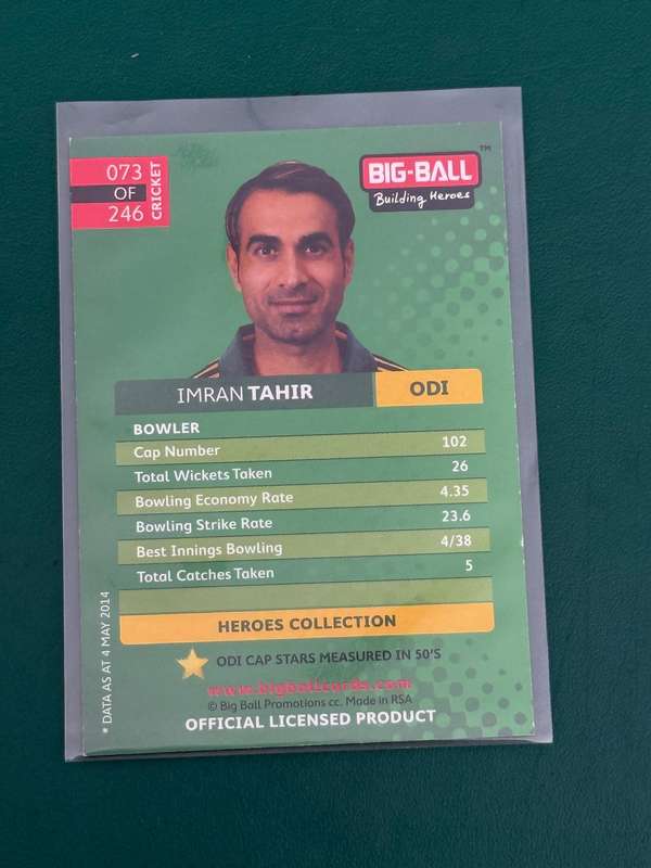 Cricket Card - *SIGNED*  Imran Tahir Big Ball Cricket Trading Card (Nr73)