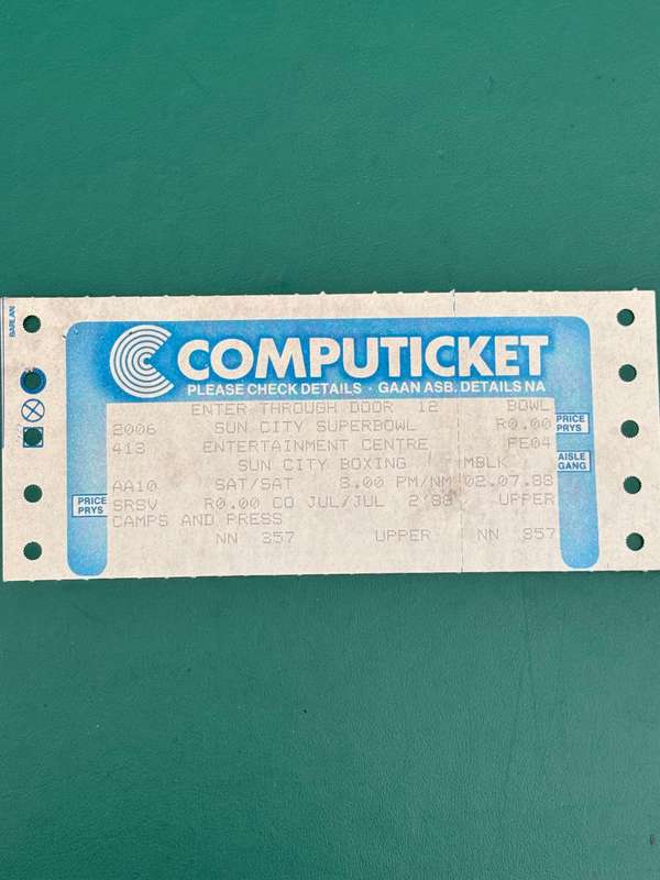 Boxing Ticket - Sakkie Horn vs Howard Mpepesi 2/07/1988