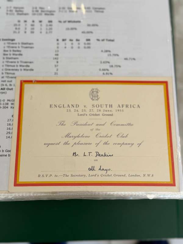 Cricket Ticket - *Tour match* England vs South-Africa 23-28 June 1955