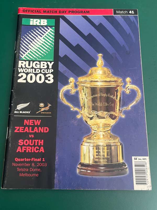 Rugby Programme - South-Africa vs New Zealand All Blacks 8/11/2003 (QF)