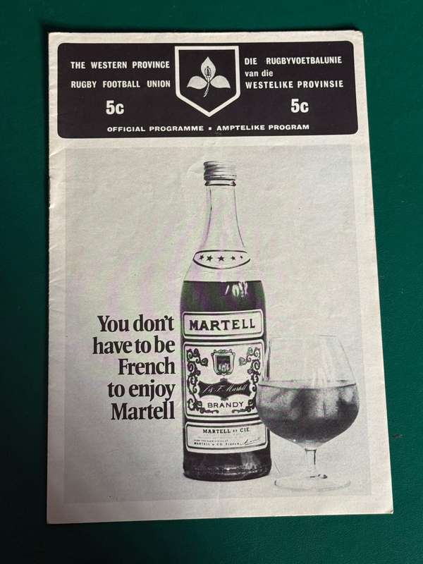 Rugby Programme - Western-Province vs Free State 15/09/1973