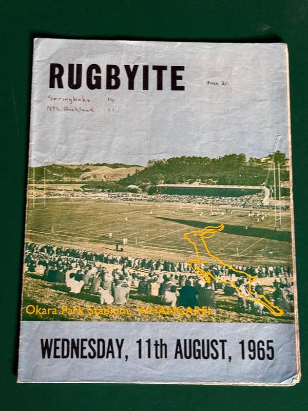 Rugby Programme - *Tour Match* North-Auckland vs South-Africa 11/08/1965 (Whangerei)