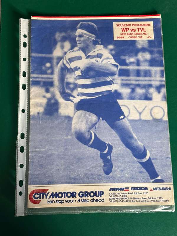 Rugby Programme - Western-Province vs Transvaal 03/06/1989