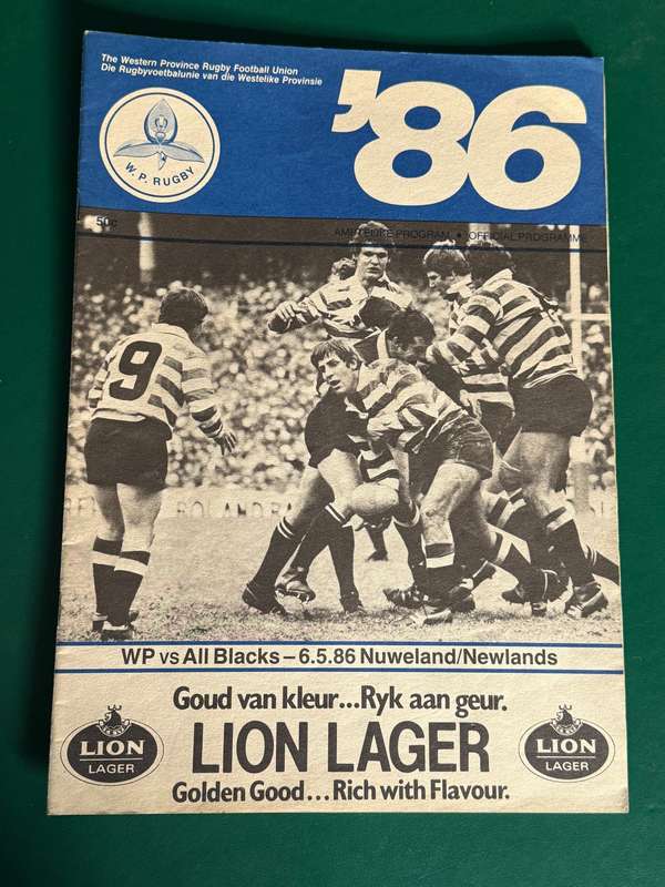 Rugby Programme - Western-Province vs All Black Cavaliers 06/05/1986