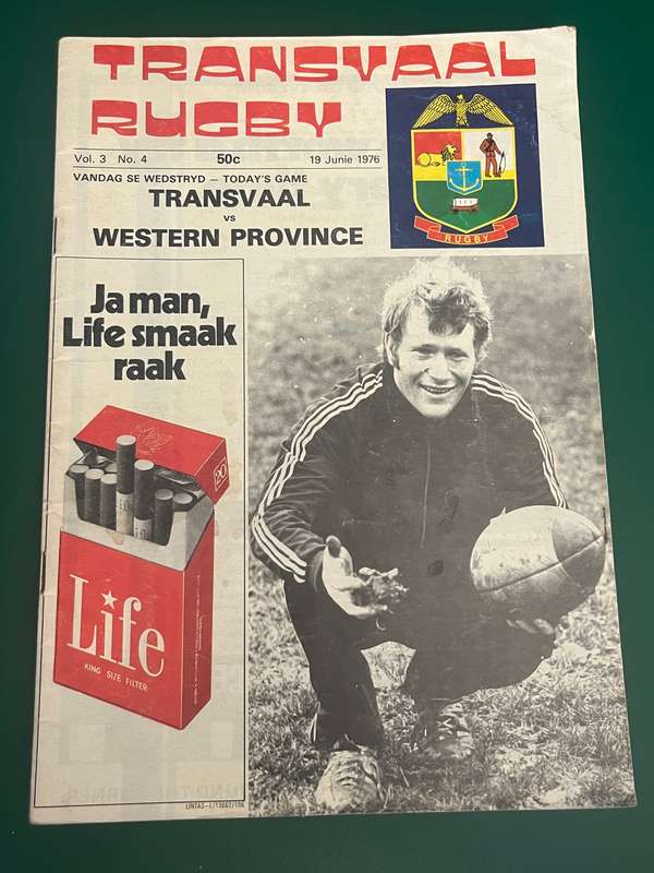 Rugby Programme - Transvaal vs Western-Province 19/06/1976