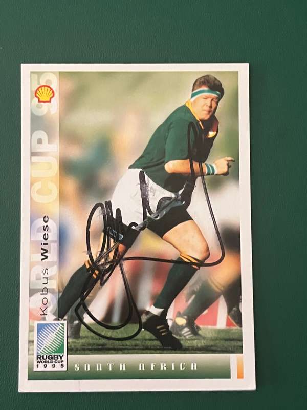 Rugby Card - *SIGNED* Kobus Wiese 1995 Rugby World Cup Card