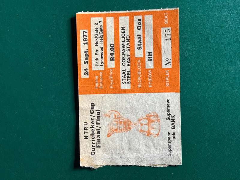 Rugby Ticket - *CURRIE CUP FINAL* Northern-Transvaal vs Free State 24/09/1977