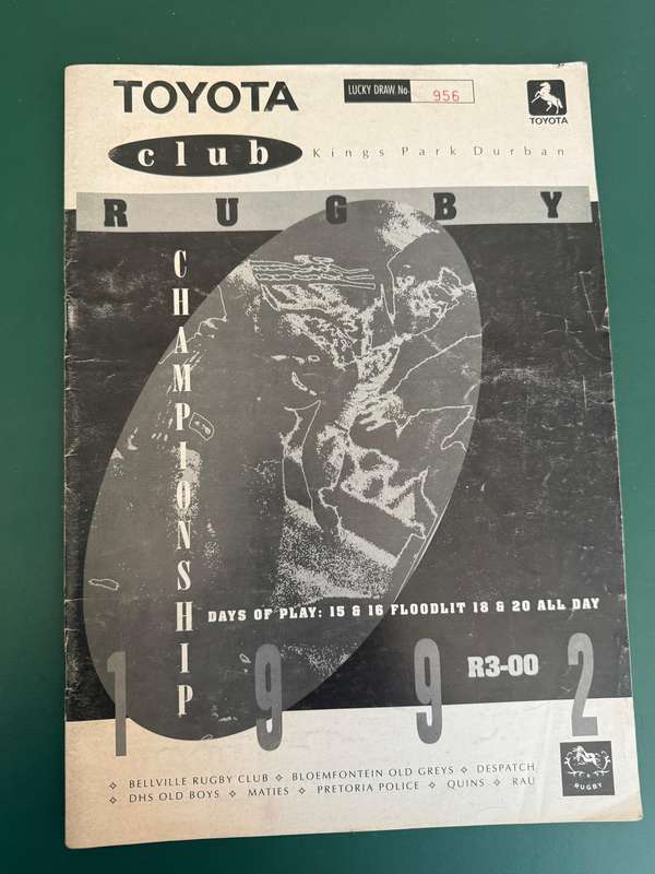 Rugby Programme - Toyota Club Championships 15/16/18/20 May 1992