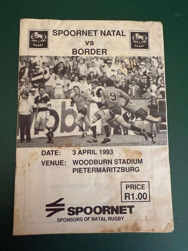Rugby Programme - Natal vs Border 03/04/1993