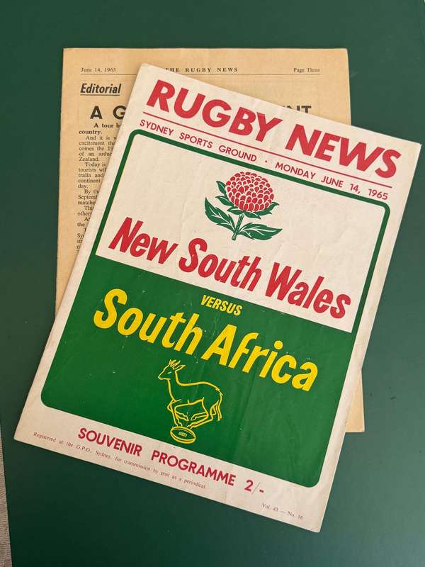 Rugby Programme - *TOUR MATCH* New South Wales vs South-Africa 14/06/1965